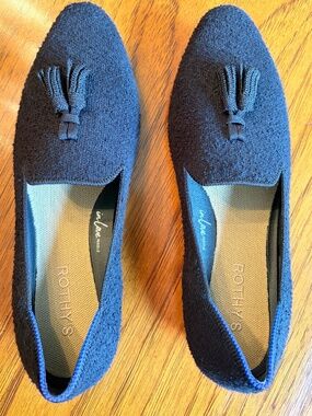 Rothy's The Almond Tassel Loafer Black Boucle